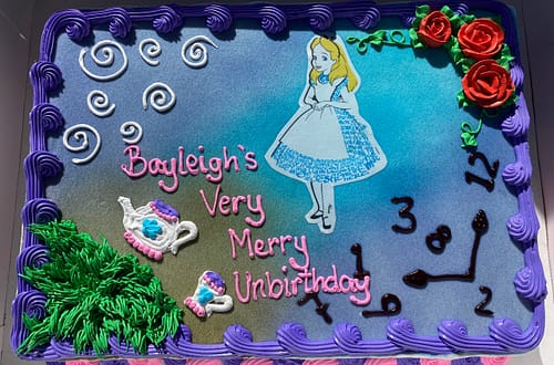 very merry unbirthday alice in wonderland Onederland birthday cake