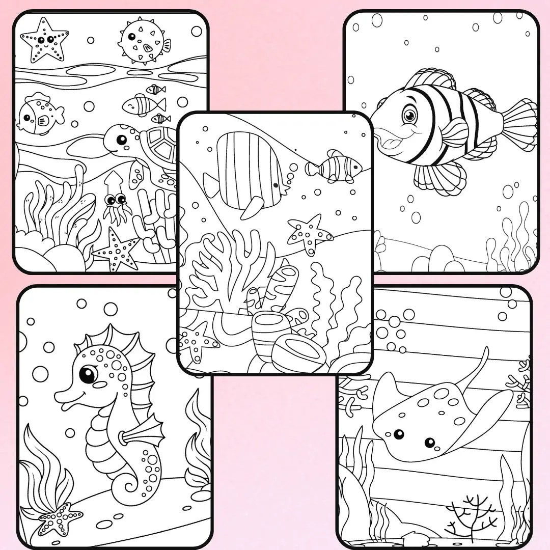 Kids coloring books Cute underworld sea creature: Kids coloring